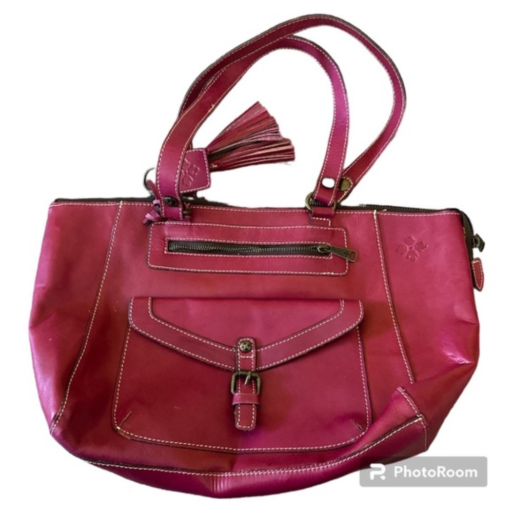 Patricia Nash burgundy pink shoulder tote bag 100% leather